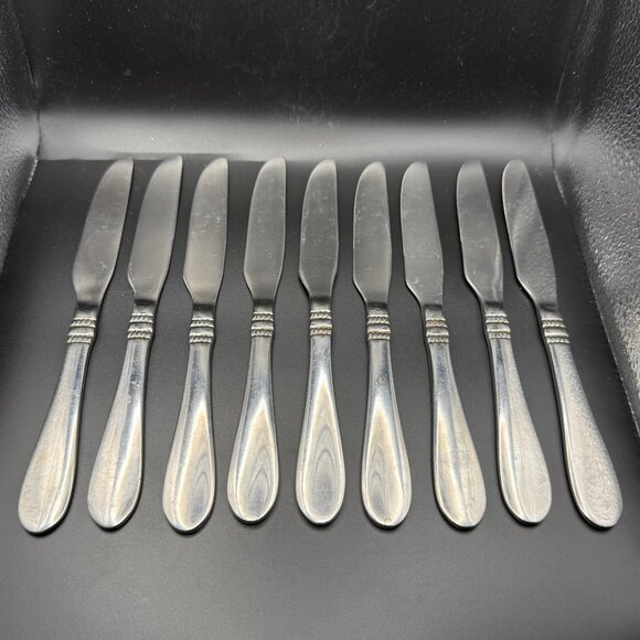 Oneida Avondale II Stainless Steel Butter Knives Set Of 9 Vintage - Picture 1 of 5